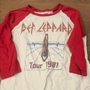 Def Leppard Red and White Long Sleeve Tee
